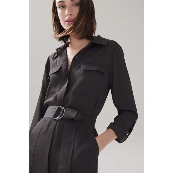 White House Black Market Dresses & Skirts - WHBM Black Soft Utility Long Sleeves Removable Belt Shirtdress Size XL NWT $150